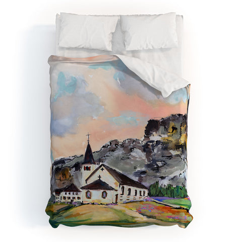 Ginette Fine Art Alpine Church Duvet Cover
