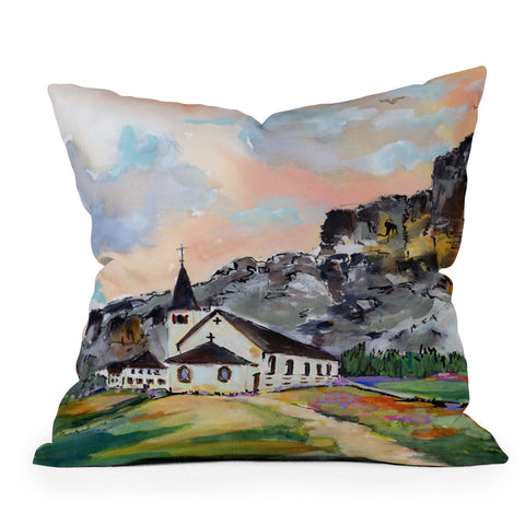 Ginette Fine Art Alpine Church Outdoor Throw Pillow