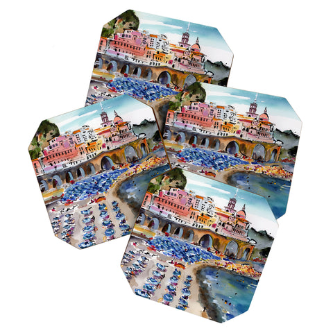 Ginette Fine Art Amalfi Coast Italy Beach Coaster Set