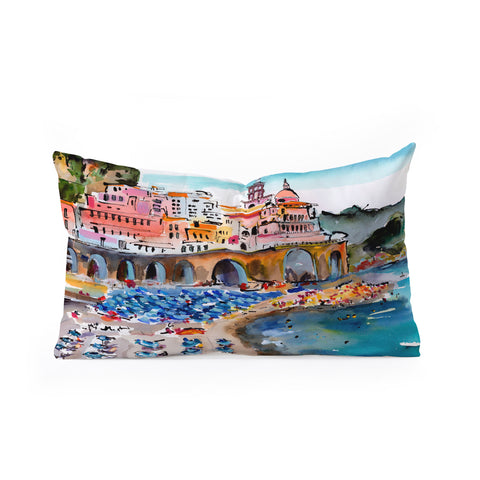 Ginette Fine Art Amalfi Coast Italy Beach Oblong Throw Pillow