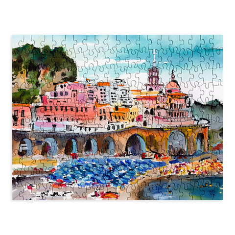Ginette Fine Art Amalfi Coast Italy Beach Puzzle