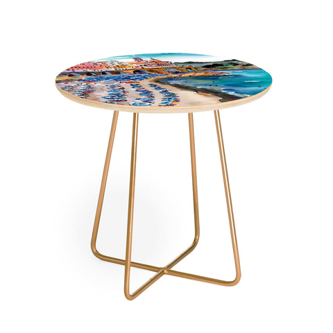 Ginette Fine Art Amalfi Coast Italy Beach Round Side Table