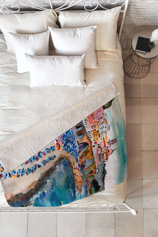 Ginette Fine Art Amalfi Coast Italy Beach Fleece Throw Blanket
