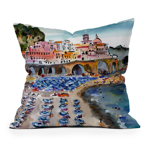 Ginette Fine Art Amalfi Coast Italy Beach Outdoor Throw Pillow