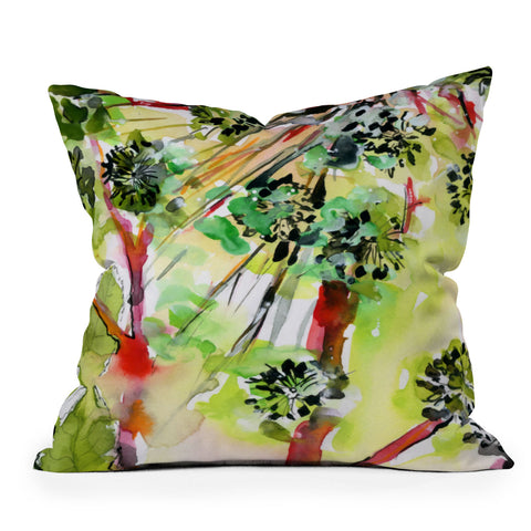 Ginette Fine Art Angelica A Modern Herbal Outdoor Throw Pillow
