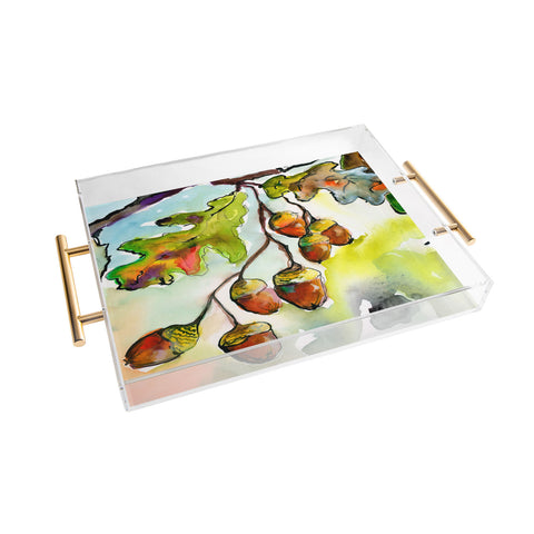 Ginette Fine Art Autumn Impressions Acorns and Oak Leaves Acrylic Tray