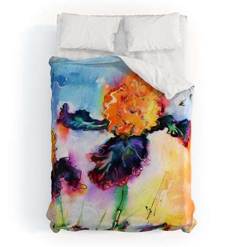 Ginette Fine Art Bearded Iris Vigilante Duvet Cover
