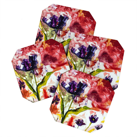 Ginette Fine Art Black Tulips Coaster Set