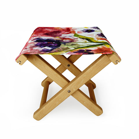 Ginette Fine Art Black Tulips Folding Stool