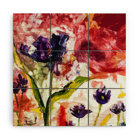 Ginette Fine Art Black Tulips Wood Wall Mural