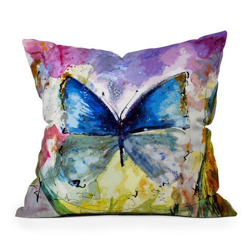 Ginette Fine Art Blue Butterfly Outdoor Throw Pillow