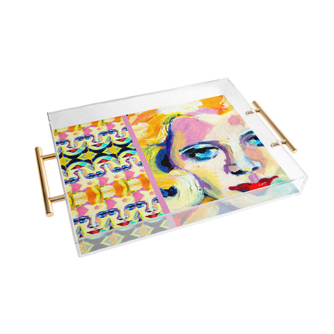 Ginette Fine Art Blue Eyes Red Lips Acrylic Tray