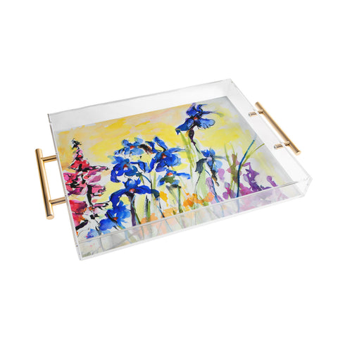 Ginette Fine Art Blue Irises Acrylic Tray