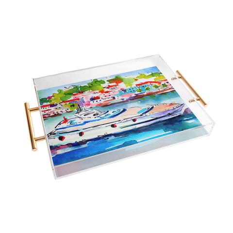 Ginette Fine Art Boating In Italy Acrylic Tray
