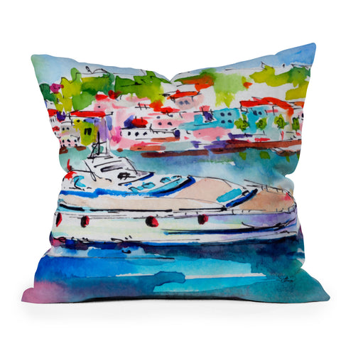 Ginette Fine Art Boating In Italy Outdoor Throw Pillow