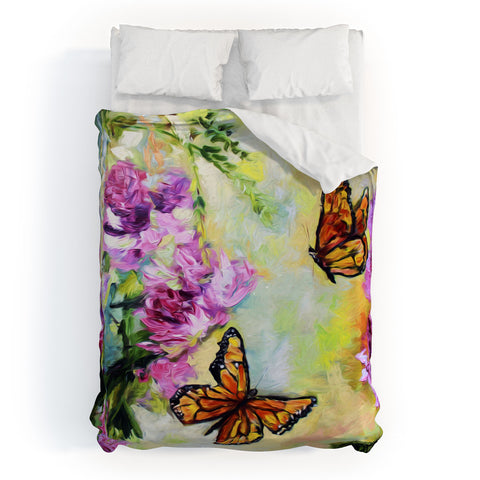 Ginette Fine Art Butterflies and Peonies Duvet Cover