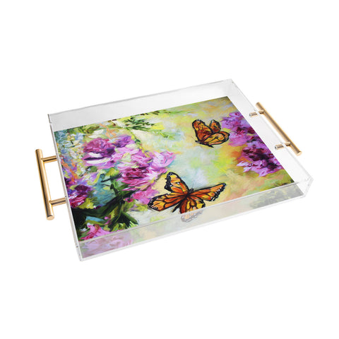 Ginette Fine Art Butterflies and Peonies Acrylic Tray