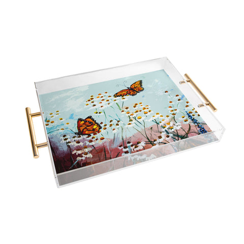 Ginette Fine Art Butterflies In Chamomile 1 Acrylic Tray