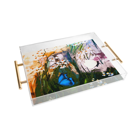 Ginette Fine Art Butterflies In Chamomile 3 Acrylic Tray