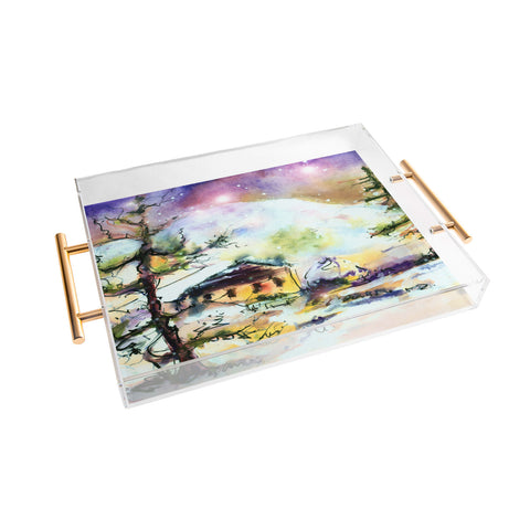 Ginette Fine Art Cabin In The Snow Acrylic Tray