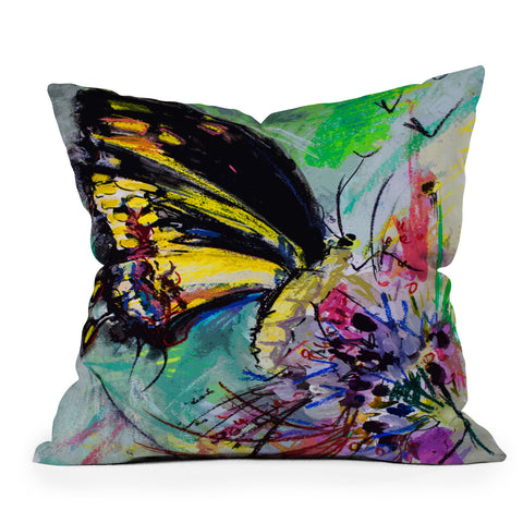 Ginette Fine Art Expressive Black Butterfly Outdoor Throw Pillow