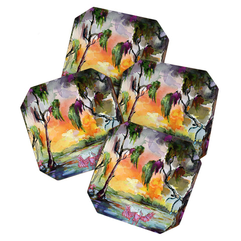 Ginette Fine Art Florida Spoonbill Wetland Coaster Set