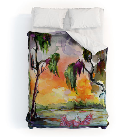 Ginette Fine Art Florida Spoonbill Wetland Duvet Cover