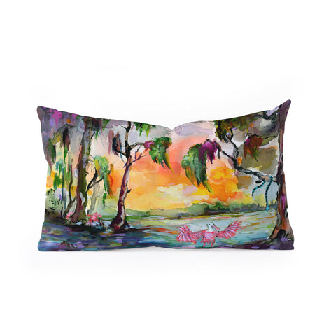 Ginette Fine Art Florida Spoonbill Wetland Oblong Throw Pillow