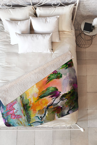Ginette Fine Art Florida Spoonbill Wetland Fleece Throw Blanket