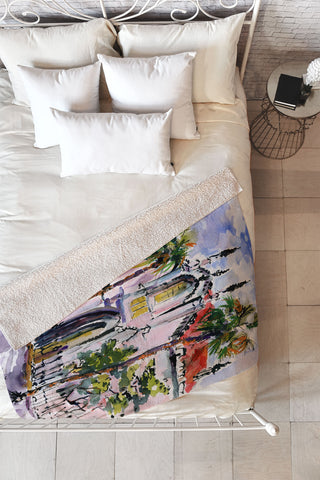 Ginette Fine Art French Huguenot Church Fleece Throw Blanket
