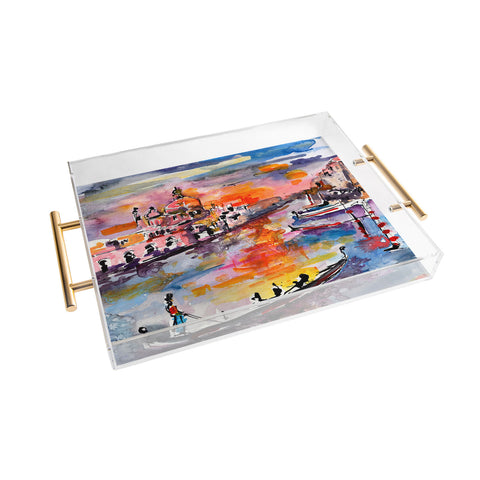 Ginette Fine Art Gondoliere Venice Acrylic Tray