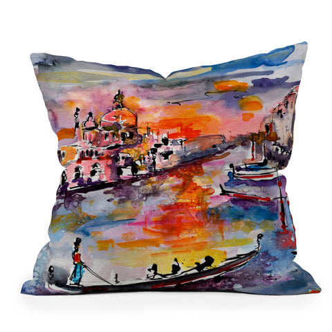 Ginette Fine Art Gondoliere Venice Outdoor Throw Pillow