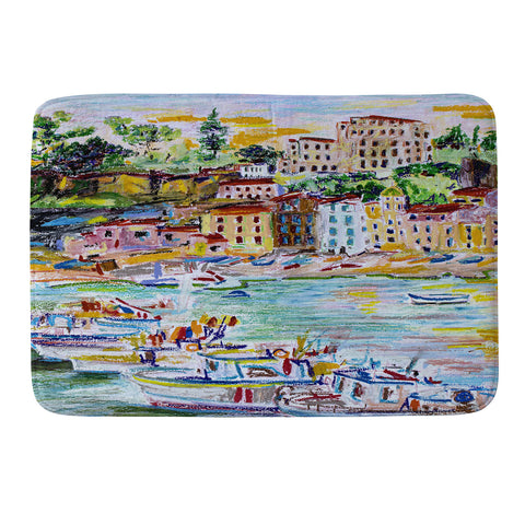 Ginette Fine Art Italy Summer Harbor Memory Foam Bath Mat