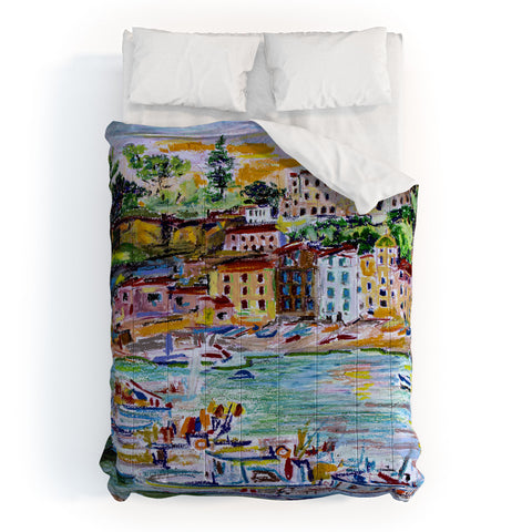 Ginette Fine Art Italy Summer Harbor Comforter