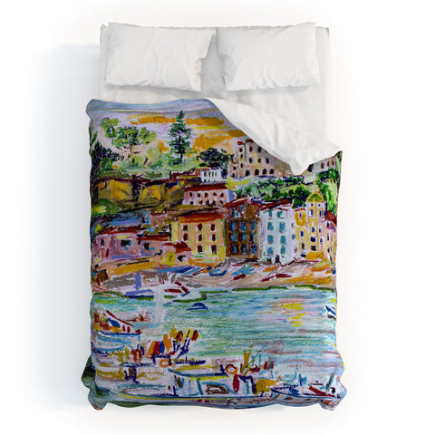 Ginette Fine Art Italy Summer Harbor Duvet Cover