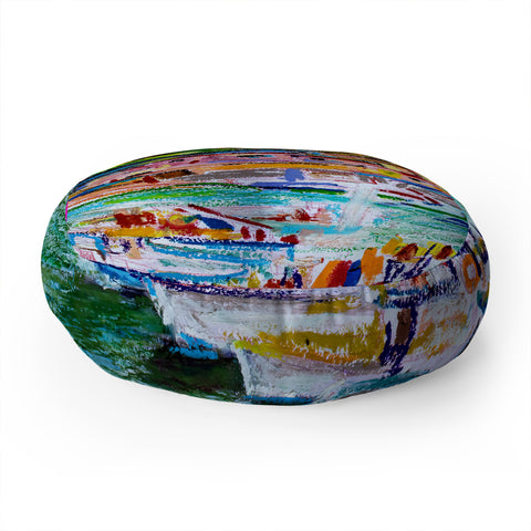 Ginette Fine Art Italy Summer Harbor Floor Pillow Round
