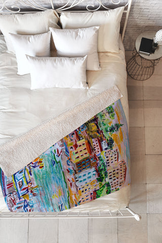 Ginette Fine Art Italy Summer Harbor Fleece Throw Blanket