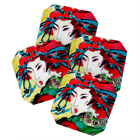 Ginette Fine Art Japanese Woman Coaster Set