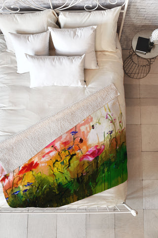 Ginette Fine Art Jardin Rose Fleece Throw Blanket