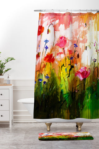 Ginette Fine Art Jardin Rose Shower Curtain And Mat