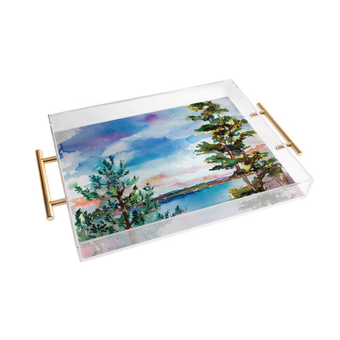 Ginette Fine Art Lake View Through The Trees Acrylic Tray