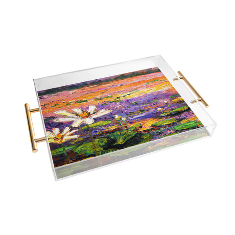 Ginette Fine Art Lily Pads Pond Acrylic Tray