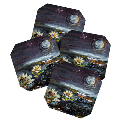 Ginette Fine Art Lily Under The Moon Coaster Set