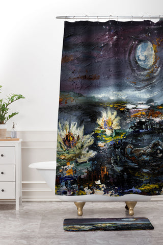 Ginette Fine Art Lily Under The Moon Shower Curtain And Mat
