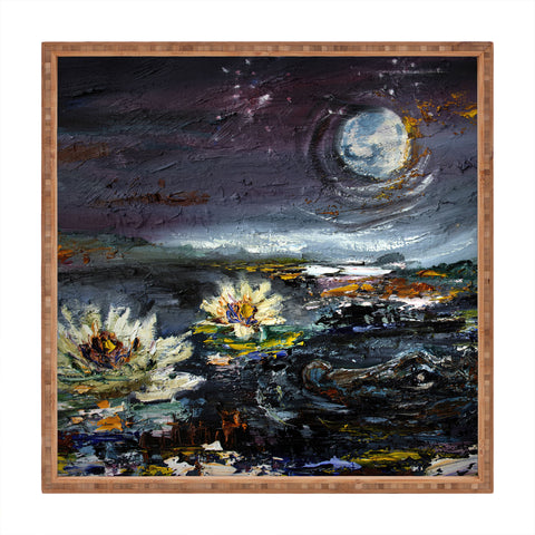 Ginette Fine Art Lily Under The Moon Square Tray