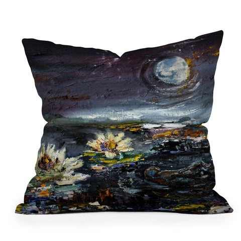 Ginette Fine Art Lily Under The Moon Throw Pillow