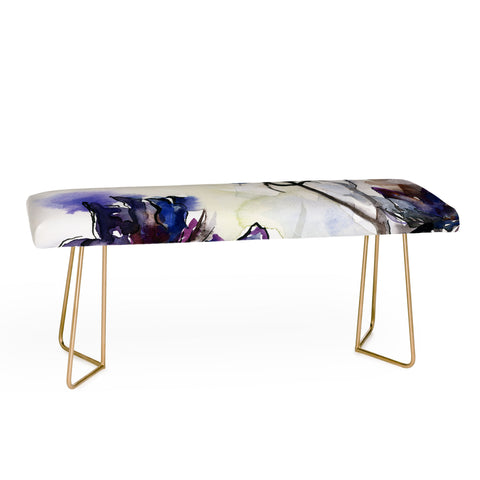 Ginette Fine Art Minimalist Blue Flowers Bench