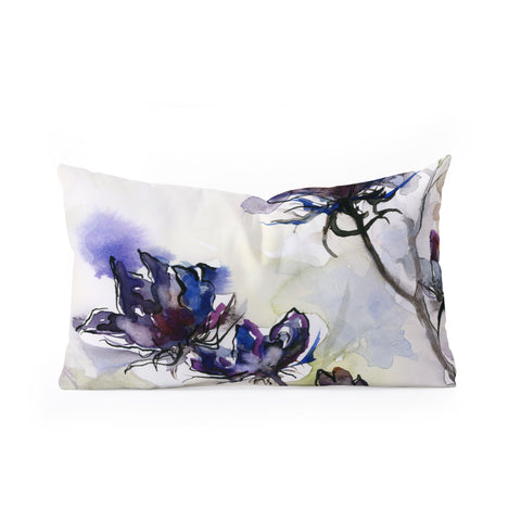 Ginette Fine Art Minimalist Blue Flowers Oblong Throw Pillow