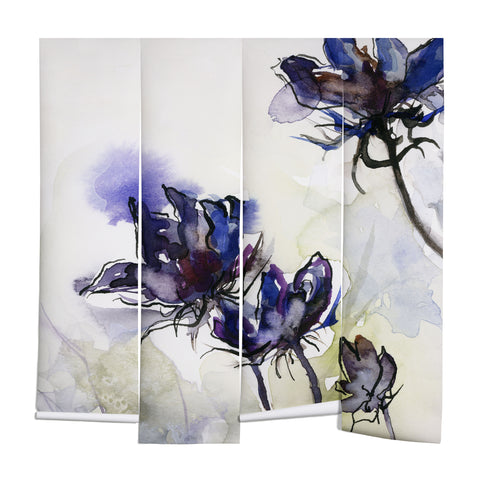 Ginette Fine Art Minimalist Blue Flowers Wall Mural