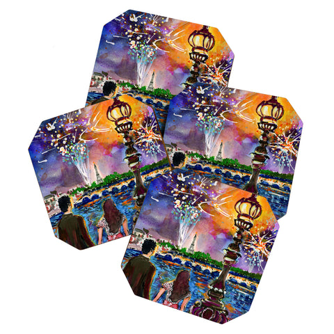 Ginette Fine Art New Year In Paris Coaster Set